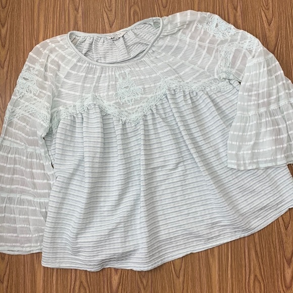 Lucky Brand babydoll baby blue embroidered boho top XS - Picture 1 of 10